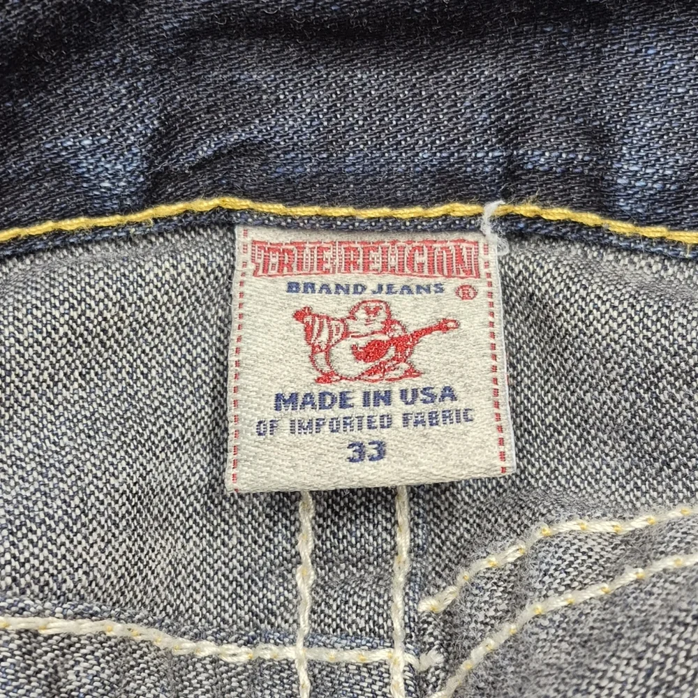 TRUE RELIGION Premium Vintage Skull & Roses Straight Jeans Women's  33 - Picture 10 of 16